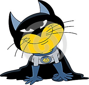 Cartoon cat dressed like a super hero vector illustration