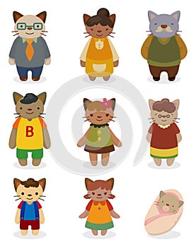 Cartoon cat family icon set