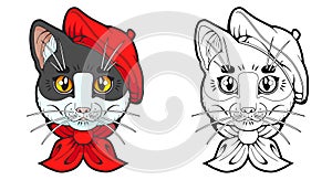 Cartoon cat frenchie, illustrated logo photo