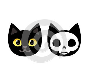 Cartoon cat head skull