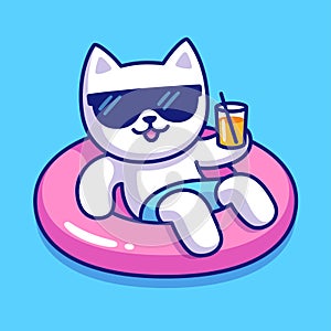 Cartoon cat pool float vacation