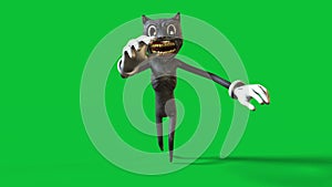 Cartoon Cat Runcycle Green Screen Loop Horror Halloween 3D Animation 4K