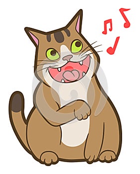 Cartoon cat is sings photo