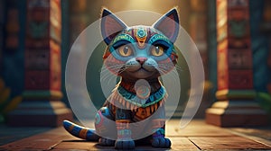 A cartoon cat wearing aztec custome photo