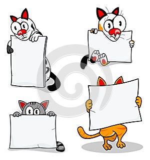 Cartoon cats with banners