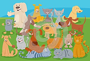 Cartoon cats and dogs comic animal characters