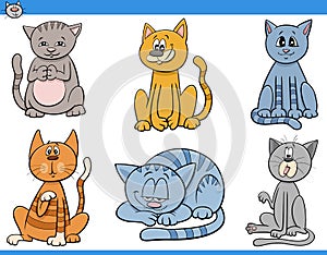 Cartoon cats and kittens characters set