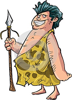 Cartoon caveman with a spear