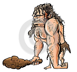 Cartoon caveman with wooden club