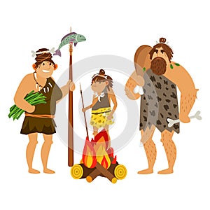 Cartoon cavemen family