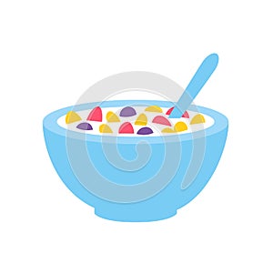 Cartoon Cereal Bowl Icon Isolated On White Background