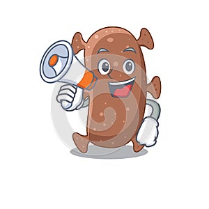 Cartoon character of actinomyces israelii having a megaphone