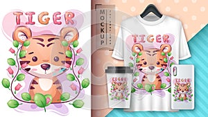 Cartoon character adorable animal tiger