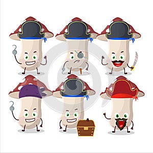 Cartoon character of amanita with various pirates emoticons