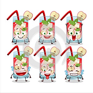 Cartoon character of apple mojito with smile expression