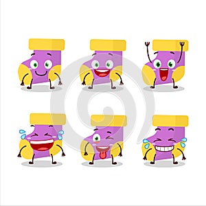 Cartoon character of baby purple socks with smile expression