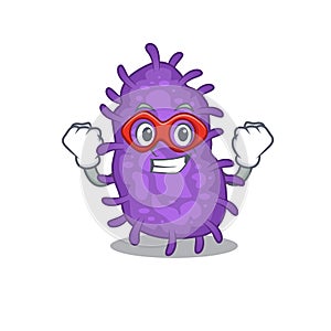 A cartoon character of bacteria bacilli performed as a Super hero