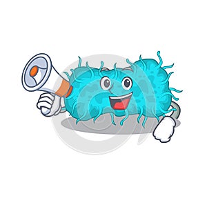 Cartoon character of bacteria prokaryote having a megaphone