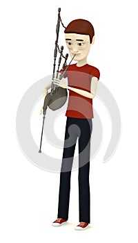 Cartoon character with bagpipe