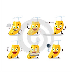 Cartoon character of banana with various chef emoticons