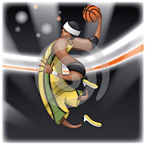 Cartoon character basketball player, vector illustration