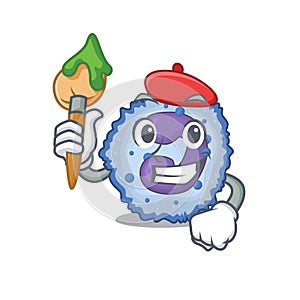 Cartoon character of basophil cell Artist with a brush