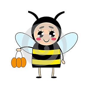 Cartoon character in bee costume. Vector illustration.