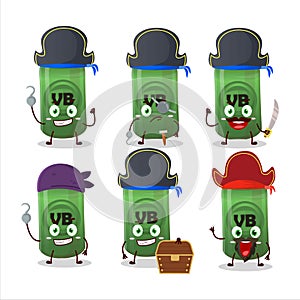 Cartoon character of beer cans with various pirates emoticons