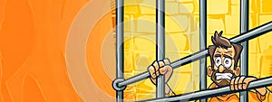 Cartoon Character Behind Bars with Shocked Expression