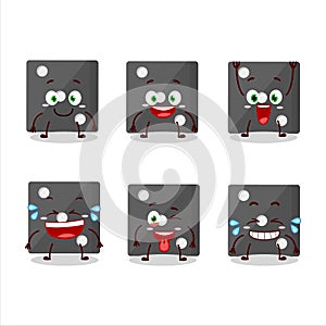 Cartoon character of black dice with smile expression