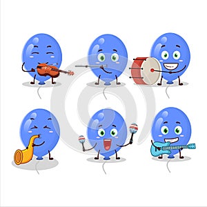 Cartoon character of blue balloons playing some musical instruments