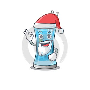 Cartoon character of blue hawai cocktail Santa having cute ok finger