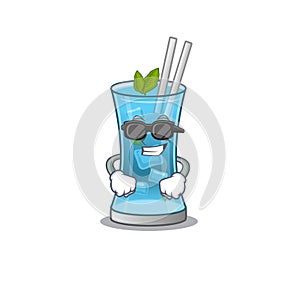 Cartoon character of blue hawai cocktail wearing classy black glasses