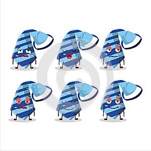 Cartoon character of blue tie with sleepy expression