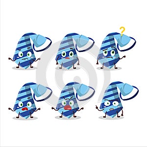 Cartoon character of blue tie with what expression