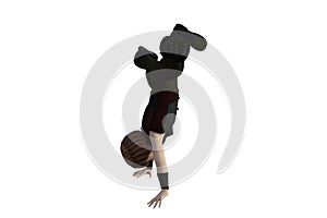 Cartoon character: a boy does acrobatic headstand pose 105_ + 15.