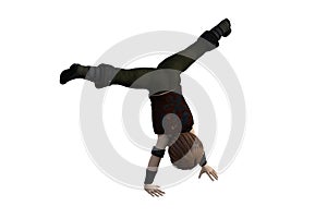 Cartoon character: a boy does acrobatic headstand pose 210_ + 15.