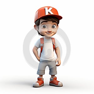 Realistic 3d Cartoon Of Adventure-themed K Boy With Hat photo