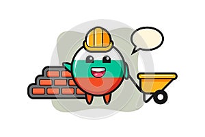 Cartoon character of bulgaria flag badge as a builder