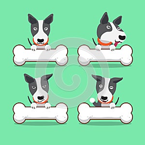 Cartoon character bull terrier dog with big bones