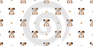 Cartoon character bulldog seamless pattern background