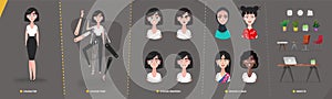 Cartoon  character business woman  girl  for animation and motion design