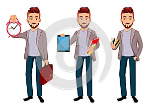 Cartoon character businessman in casual clothes