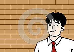 cartoon character of businessman in the city