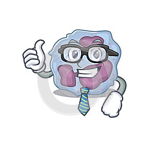 Cartoon character of Businessman leukocyte cell wearing glasses