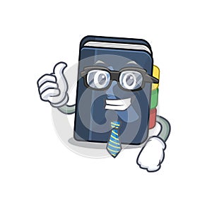 Cartoon character of Businessman phone book wearing glasses