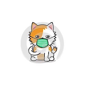 Cartoon character cat wearing protective face mask