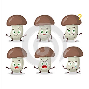 Cartoon character of cep mushroom with what expression