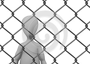 Cartoon character with chain fence (standing behin