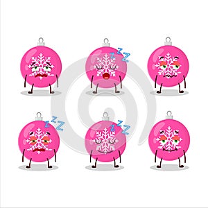 Cartoon character of christmas ball pink with sleepy expression